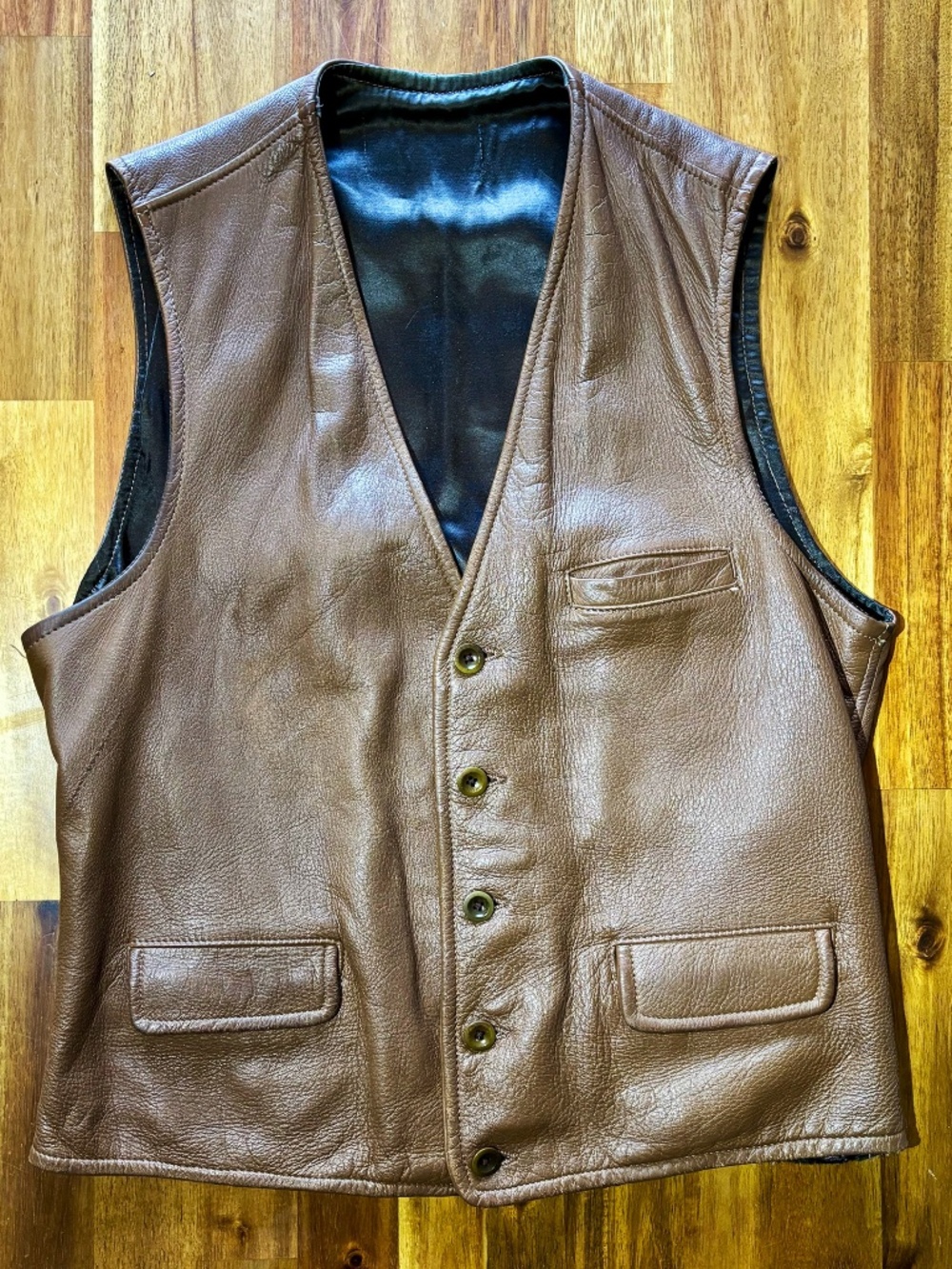 Men’s Genuine Deerskin Leather Vest Brown Heritage Western Workwear Size M/L